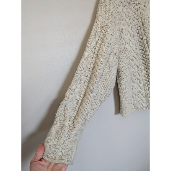 Vtg Express Tricot Handknit Cream Sweater Angora Wool Chunky Fisherman Medium - Picture 2 of 10
